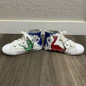 Converse Dinoverse Kids Sneakers Toddler Size 10 763714C White Dinosaur Shoes